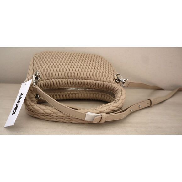 DKNY 02509 Women's O/S Beige Mack Nylon Hobo Crossbody/Shoulder Bag - Picture 10 of 16